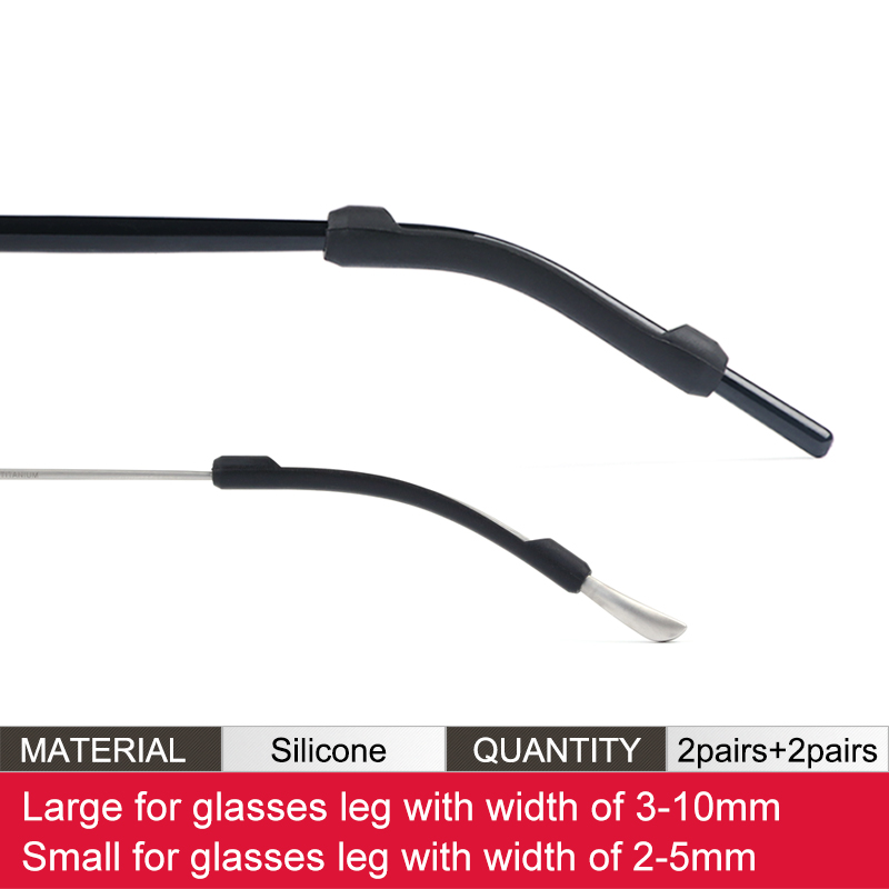 Soft Silicone Eyeglasses Temple Tips Sleeve Retainer,Anti-Slip Elastic Comfort Glasses Retainers For Spectacle Sunglasses: L-Black-2 S-Black-2