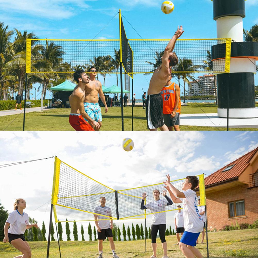 Volleyball Net Four-sided PE Durable Cross Volley Ball Training Net Sports Badminton Game Net Four-sided Cross Volleyball Net