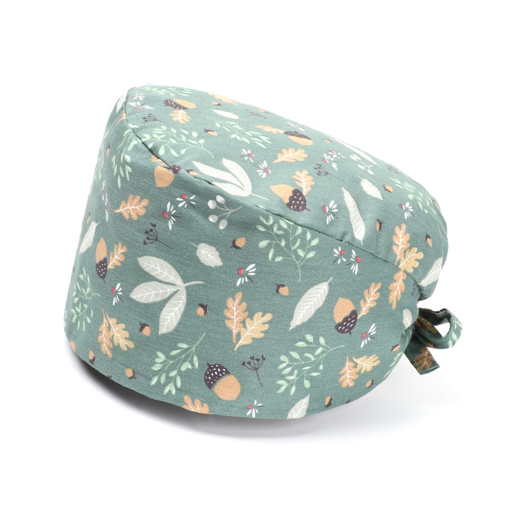 1PC Cotton Scrub Cap Adjustable Elastic Printing Hat Bouffant Head Cover Kitchen Hat With Sweatband Hair Accessories for Unisex: 15