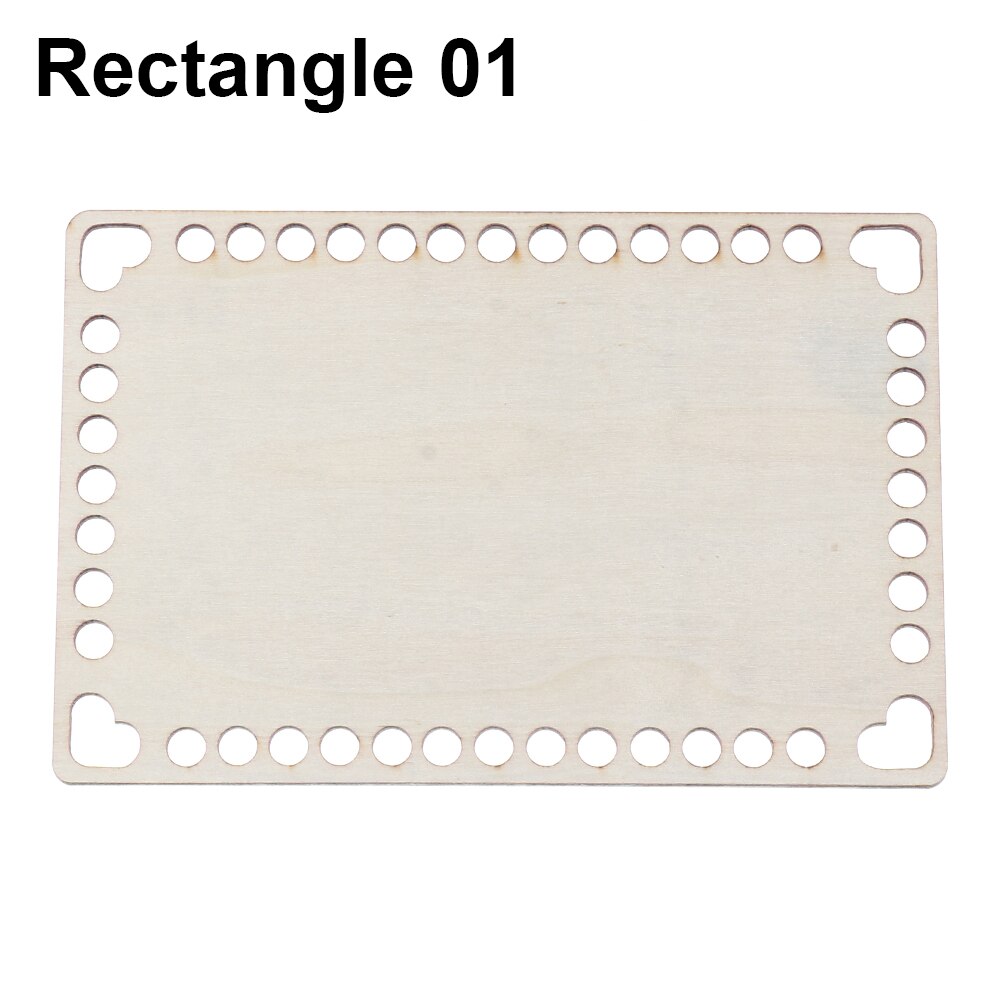 2Pcs Weaving Hollow Crochet Basket Base Template DIY Craft Cross Stitch Bag Making Round Wooden Basket Bottom Paper Box Base: Rectangle 01