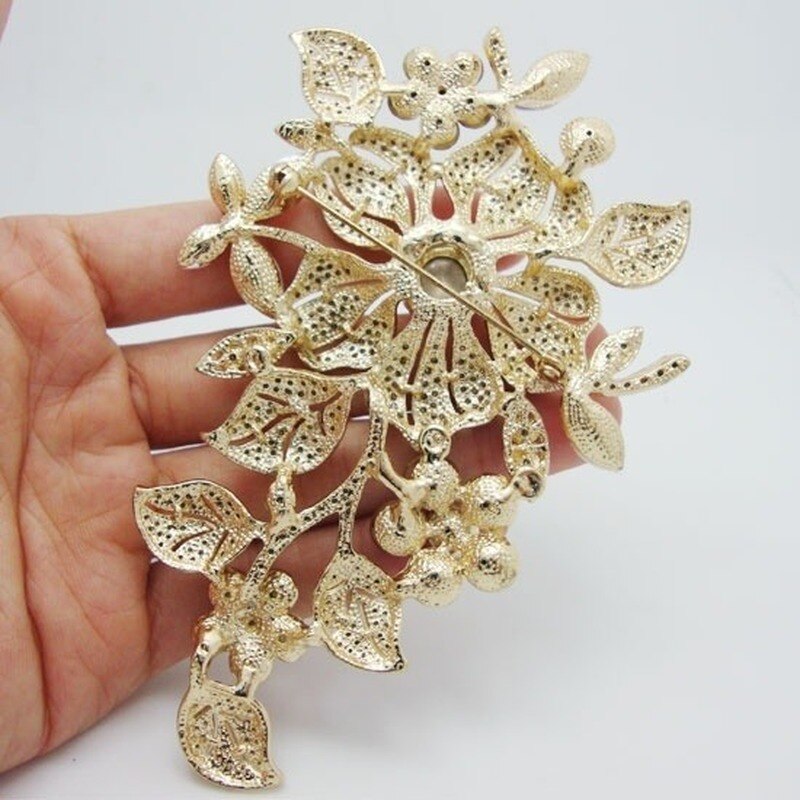 Colorful Rhinestone Crystal Flower Brooch Pin Romantic Wedding Bride Costume Jewelry