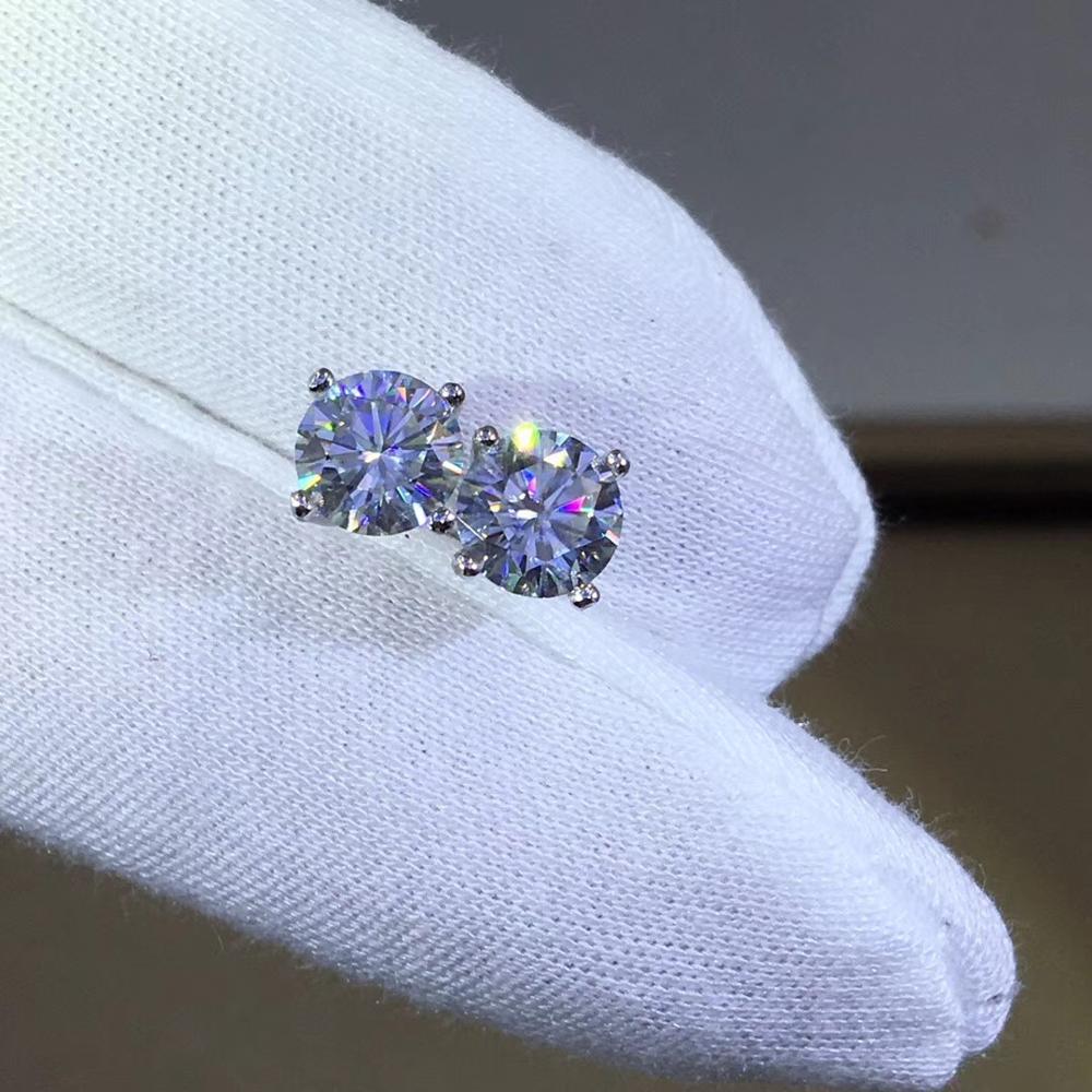Klassische 4 Klaue 0,3-0,8 ct D Farbe Pass Diamant Test Moissanite Ohrringe 925 Silber Ausgezeichnete Cut Runde Moissanite stud Ohrringe