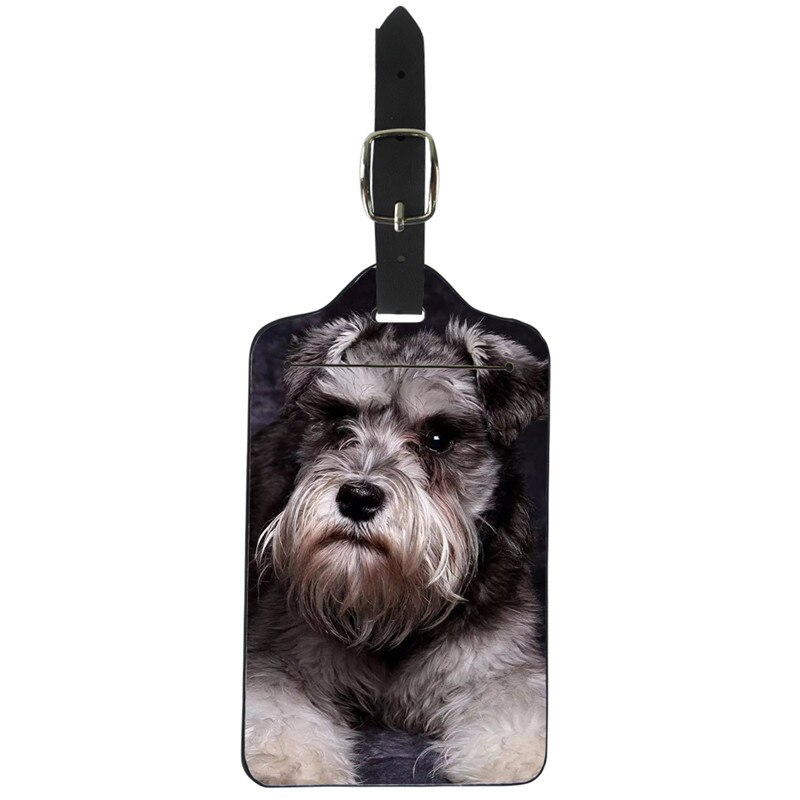 Forudesigns schnauzer hund trykt rejse bagage etiket stropper kuffert navn id adresse tags pu bagage tags rejsetilbehør: Z2324 z 24