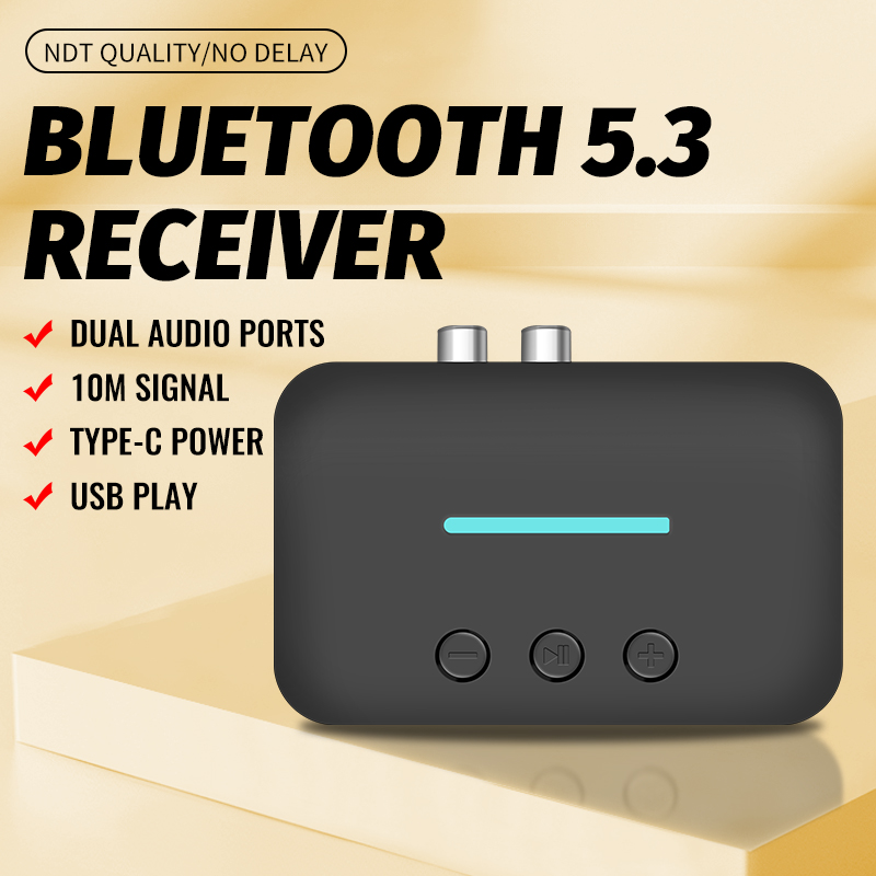 USB Bluetooth 5,3 Audio Receiver Adapter Wireless Stereo Musik 3,5mm AUX R/L RCA Unterstützung U-Disk Wiedergabe für Desktop Lautsprecher Verstärker