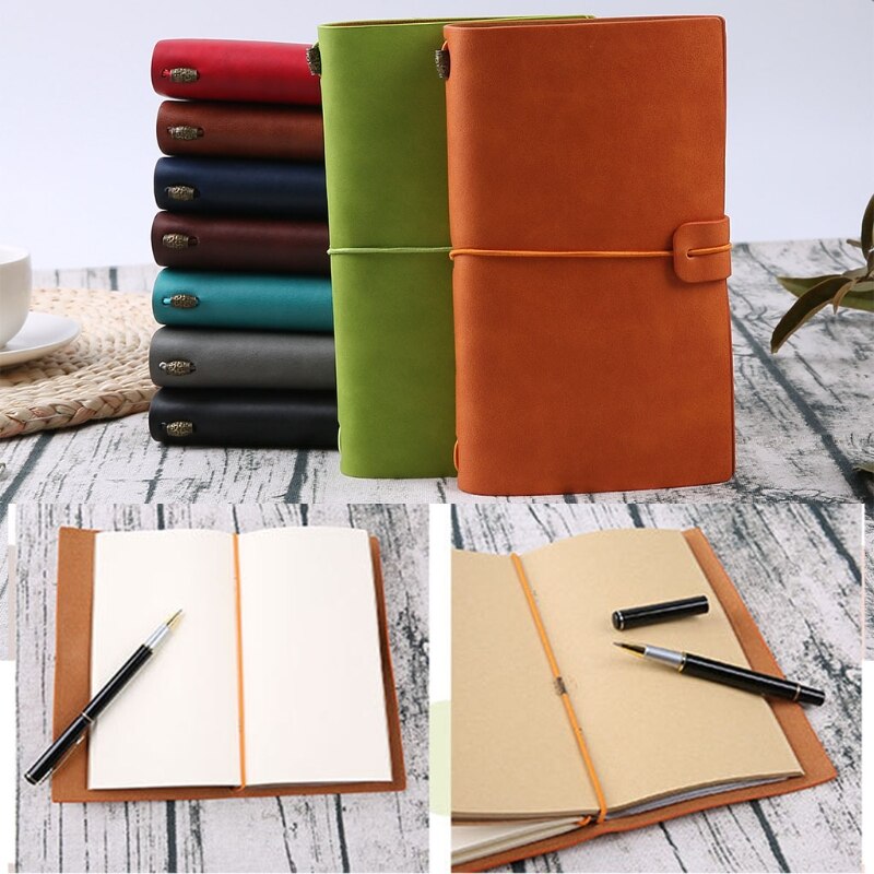 Travel Handcrafted Diary Notebook Engraved Leather Journal Message Note P9YA