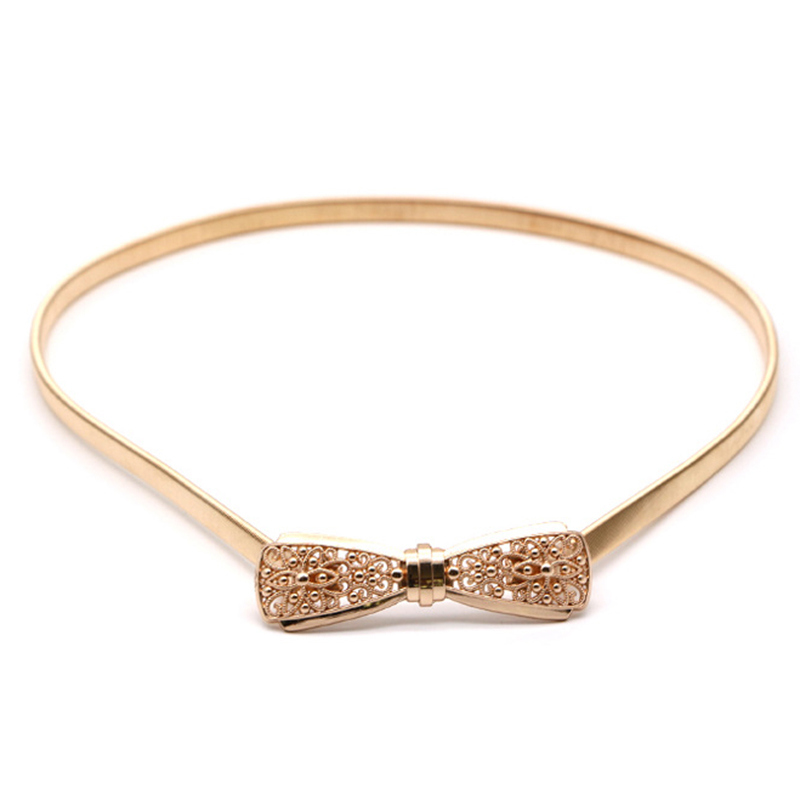 Cinturón elástico de metal para mujer con forma de flor y hoja, Cinturón fino con forma de flor y hojas, para boda: style 8 gold