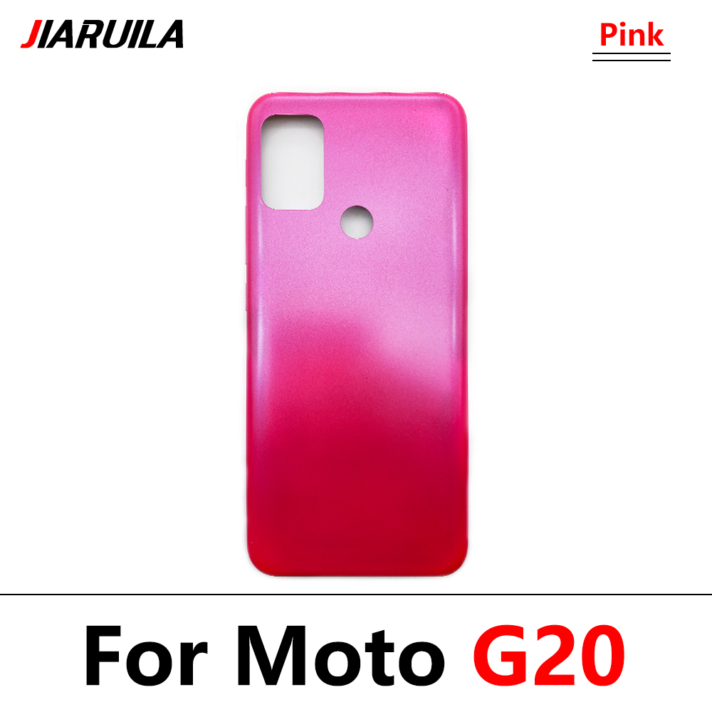 Back Battery Cover Rear Cover Glass Housing Case For Motorola Moto E6 Plus E6S G 5G E7 Power G20 G50 G60 With Glue Adhesive: G20 Pink