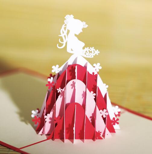 10pcs Three-dimensional greeting card bride greeting card 3D paper carving princess greeting card hollow postcard greeting card