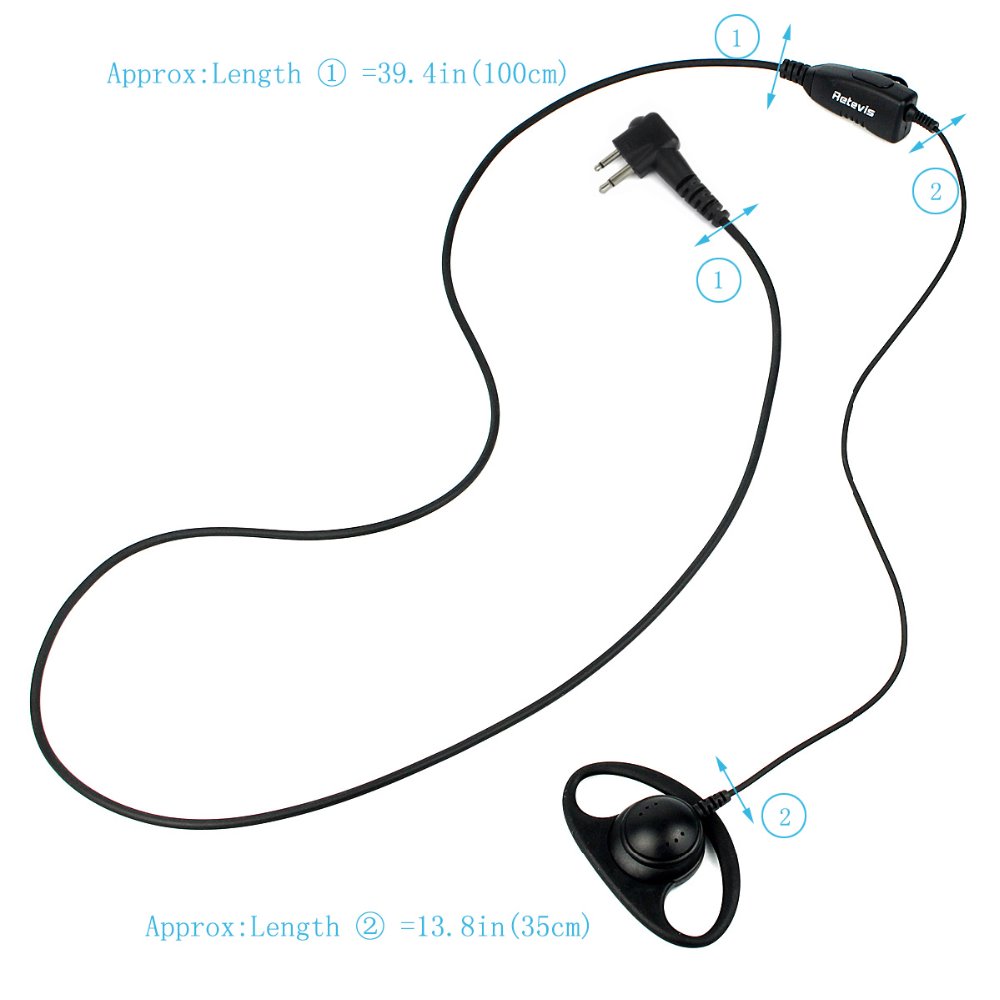 Retevis-auriculares con forma de D para walkie-talkies, cascos suaves con gancho para la oreja, para Motorola GP300, P040, GP2000, P080, CT150, HYT TC-500, 10 Uds.