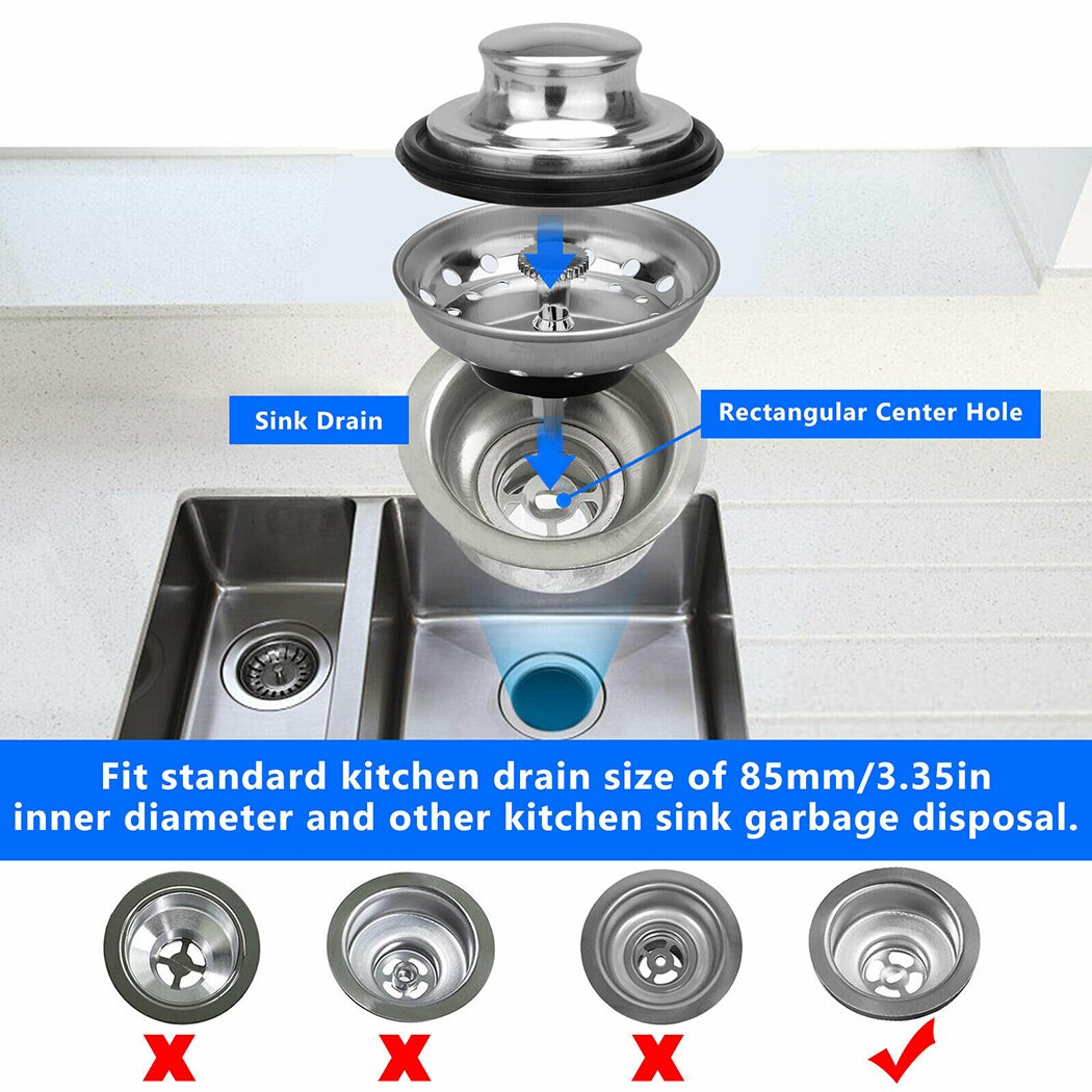 3.35in Rvs Cover Aanrecht Zeef Drain Cover Water Stopper Plug Sink Filter Afdruiprek Aanrecht Accessoire