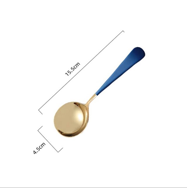 304 stainless steel soup spoon long handle Korean dessert spoon spoon: Blue