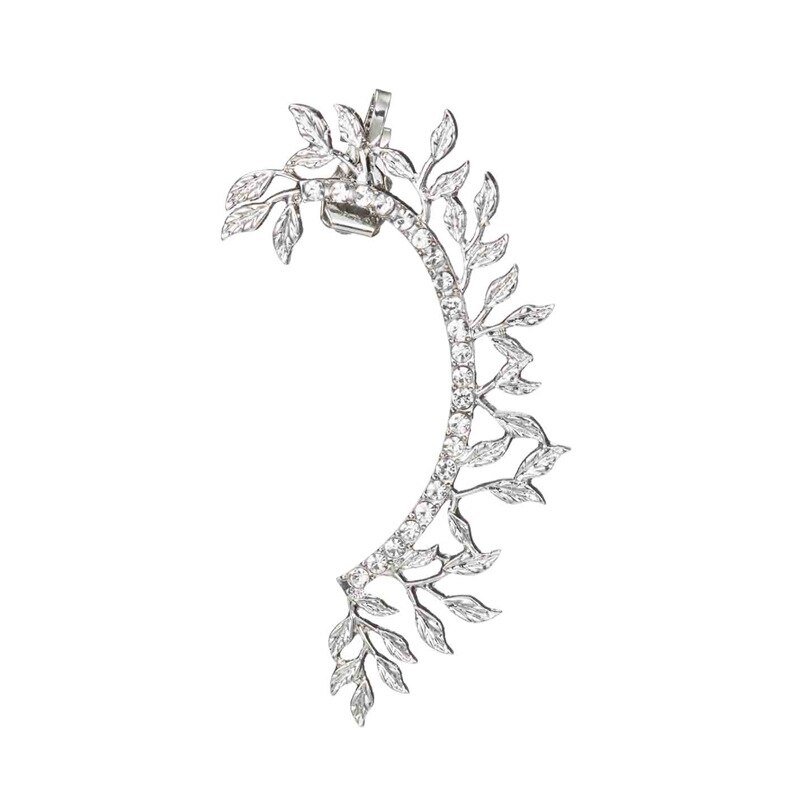1PC Statement Leaf Ear Cuff Rhinestone Ear Bone C Shape Flower Ear Jackets Ear Clips Trendy 2022 Jewelry: 1PC silver