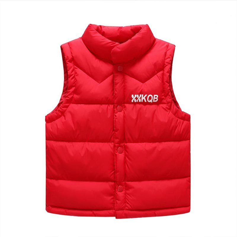Children Warm Waistcoat Boys Letter Vest Girls Zipper Vest Kids Stand Collar Vest Kids Down Cotton Vest Kids Casual Cotton Vest: Red / 5T