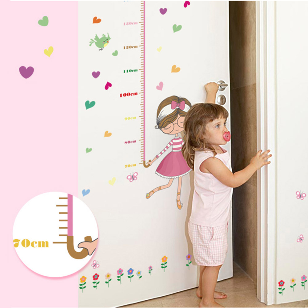 Små piger højdekort børn vægklistermærker wallstickers skræl og stick aftagelige wallstickers til børn soveværelse stue