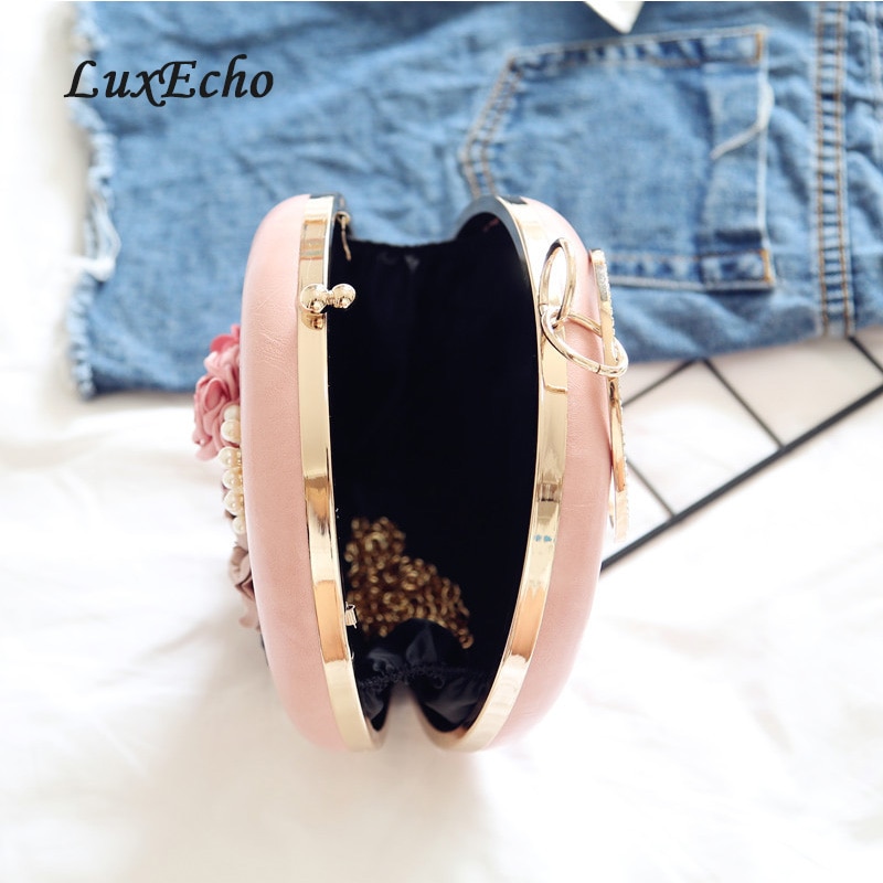 Round Evening bags Flower Ring handle bags Day Clutches Bride wedding party purse Luxury shoulder bags Casual Clutch