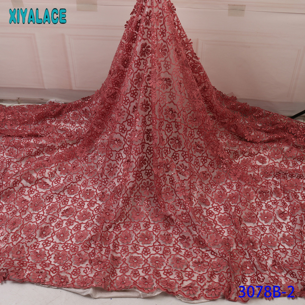 Franse Mesh Kant Stof Afrikaanse Kant Stof Nigeriaanse Veters Stoffen met Pailletten voor Jurken KS3078B