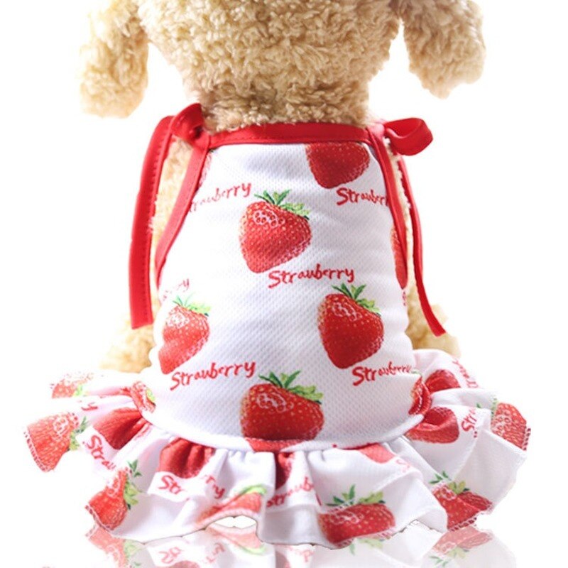Aardbeien hondenkleding jurk kleine huisdierkleding ademend schattig voor honden outfits lente zomer fruit print rok ropa perro