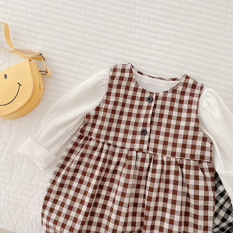 1407C Baby Clothes Check Jumpsuit Spring Summer Newborn Clothes Sleeveless Baby Boy One Piece Clothes Girl&#39;s Overall