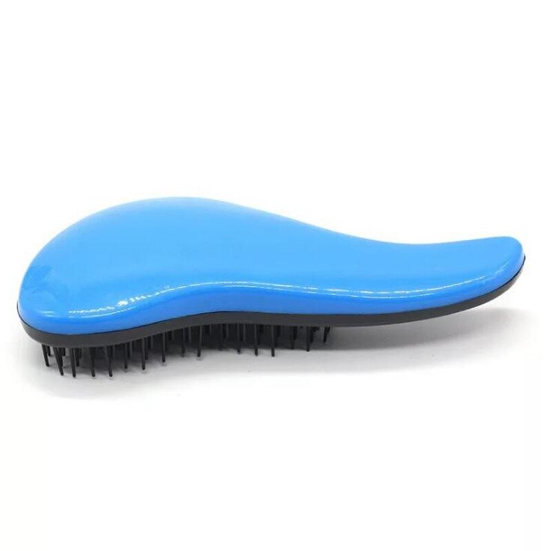 Baby børn og kvinder, der løsner hårbørste kamme salon, blid, antistatisk børste, flok, våd, tør, børstehåndtag, håndflade, krøllet: Blå