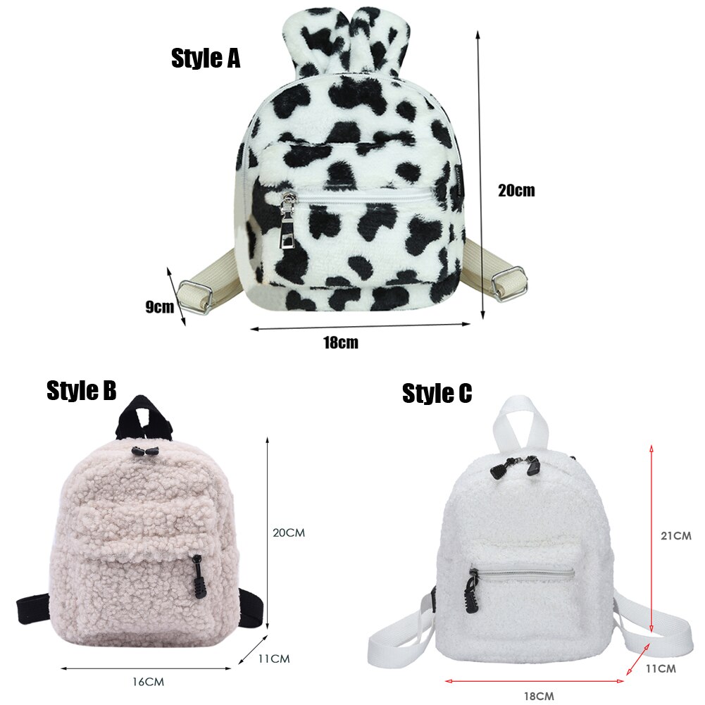 Leuke Oren Konijn Vrouwen Rugzak Casual Pluche School Schoudertas Dier Koe Zebra Patroon Reizen Rugzak Lady Meisjes Bagpack