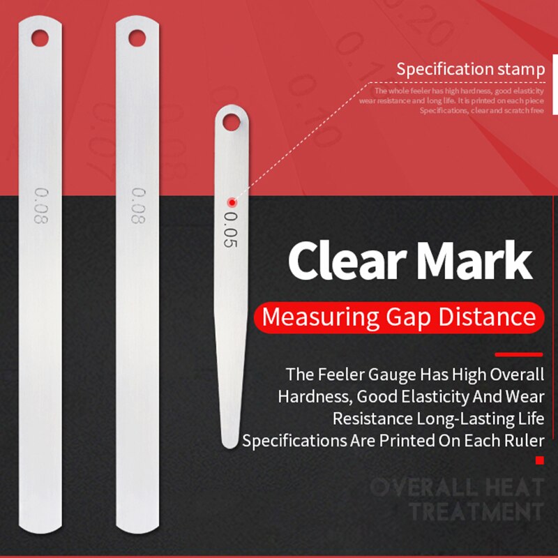 100mm 17 Blade Feeler Gauge Metric Thickness Gauge Set Gap Filler Measuring Rule Tappet Valve Layout Tool Ranging 0.02 to 1.00