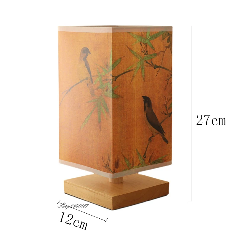 Lampe de Table en bois de Style chinois Vintage, peinture de paysage rétro, lampe de bureau pour décoration de chambre, personnalité à côté de la lampe