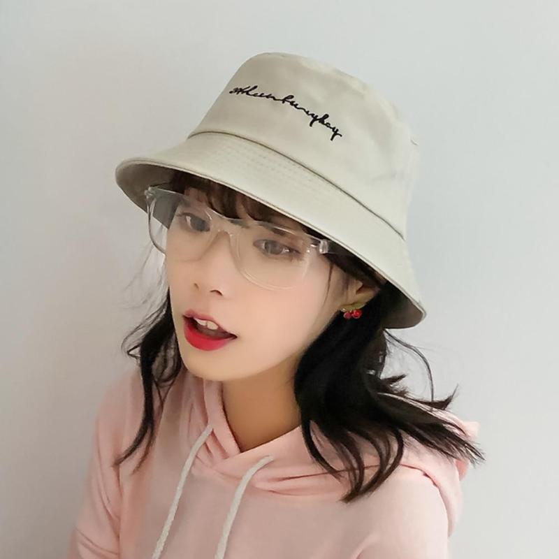 Brevbroderi unisex bøtte sommer fiskelue utendørs panama solhatt menn kvinner hofte hopp fiskerhatt