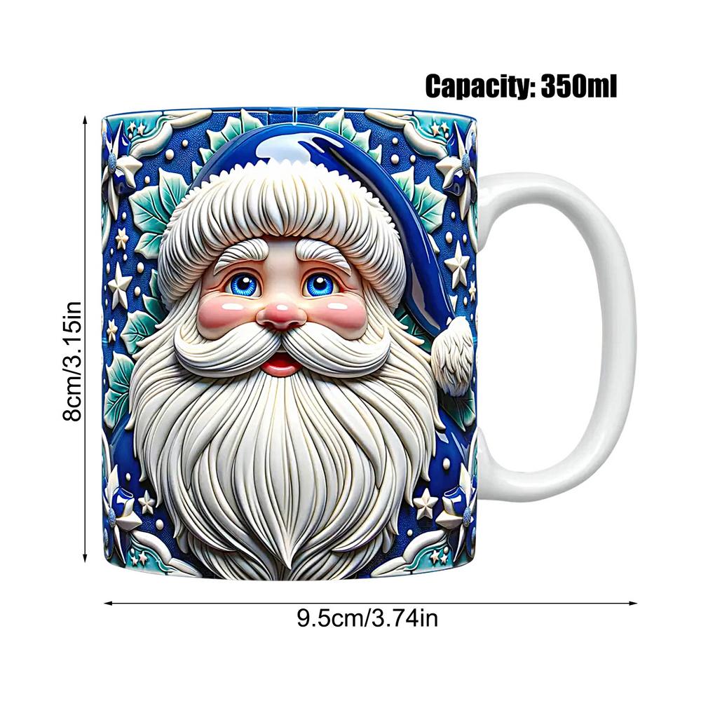 Christmas Santa Claus Ceramic Mug,3D Coffee Mugs, Vintage Water Cups, Tea Milk Mug, Christmas for Kids a: Red
