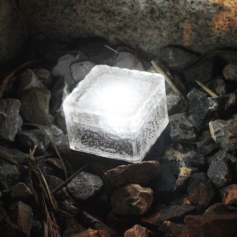 Solar Path Underground Buried Brick Light Led Stone Ice Cube Brick Solar Garden Driveway Security Light Led Floor Light: White / 1pcs