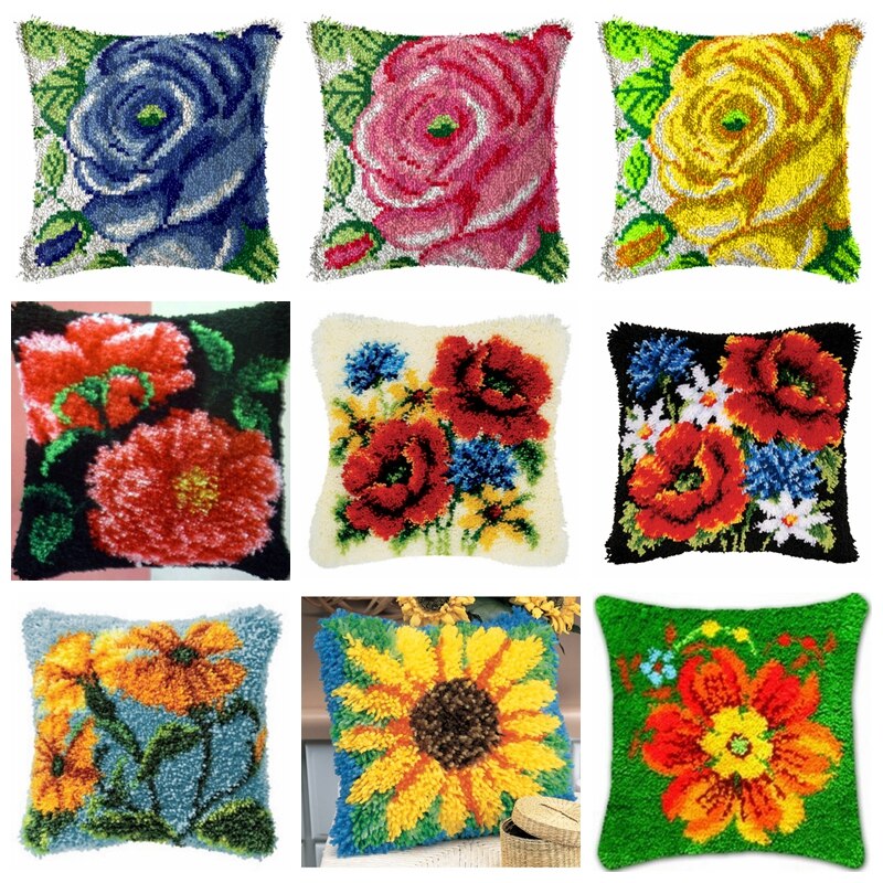 Bloem Klink Haak Smyrna Smyrna Knop Pakket Knoop Kussen Coussin Haak Loquet Klink Haak Kit Knooppakket Tapijt Kussen Heek