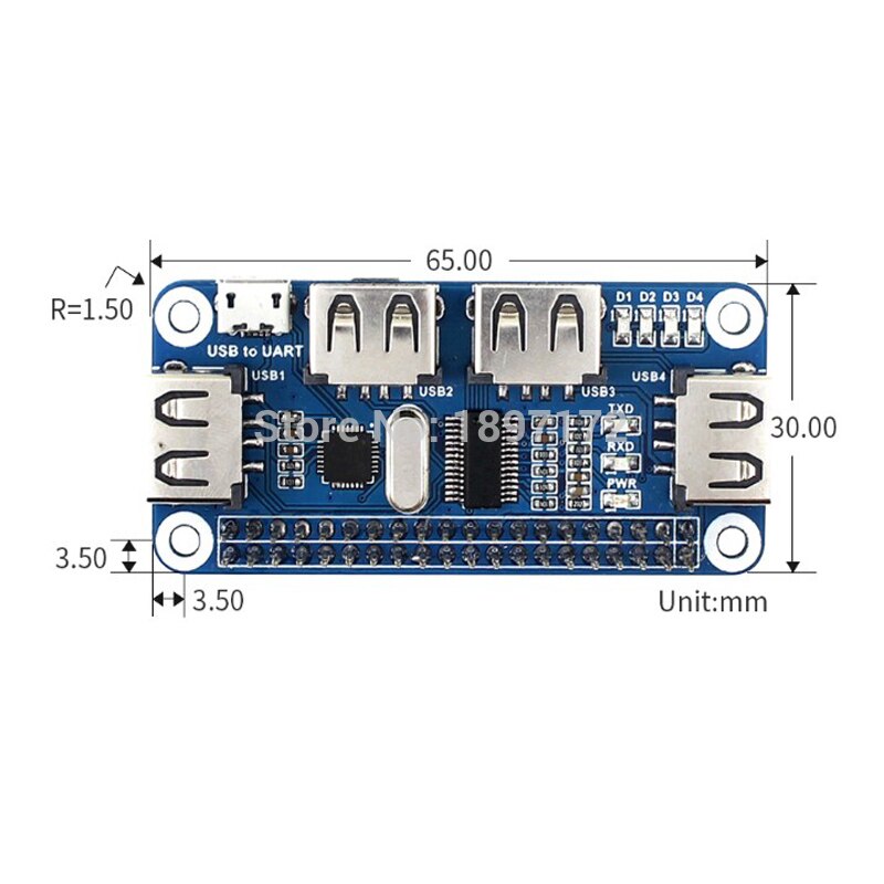 Raspberry Pi zero USB HUB HAT with 3D print case for zero W PI0
