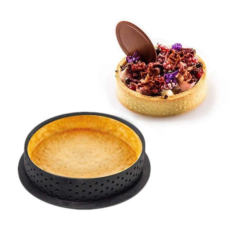 2 Pcs Hittebestendig Geperforeerde Kit Tarte Ring Taartje Mold Hart/Rond/Ovaal Mousse Cake Ring Mallen/Vorm Voor Bakken Tartlets 781