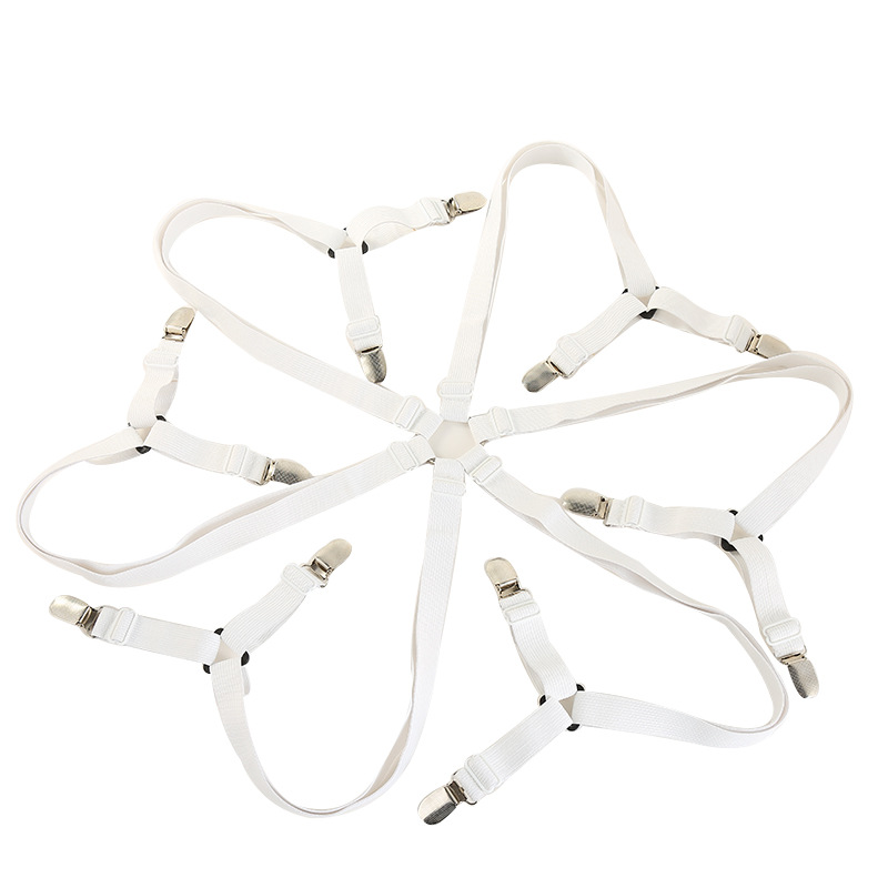 White color Bed Sheet Clips Grippers Fasteners Sheet Suspenders Elastic Sheet Holders Mattress Clips Straps Adjustable Fit: Default Title