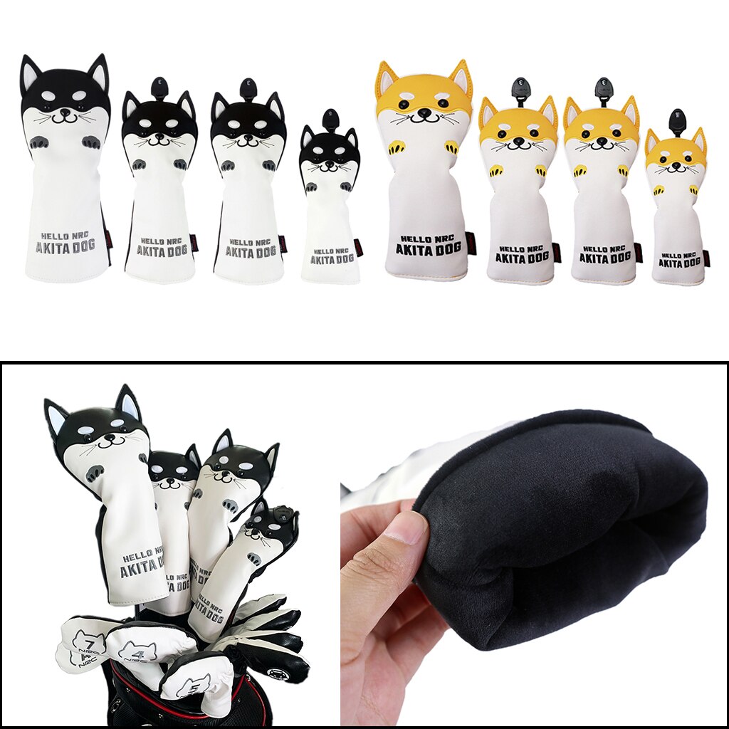 4 Stks/set Golf Hoofd Covers Voor Driver Fairway Wood Golf Club, Mooie Akita Hond Headcovers Golf Cover Universele Protector