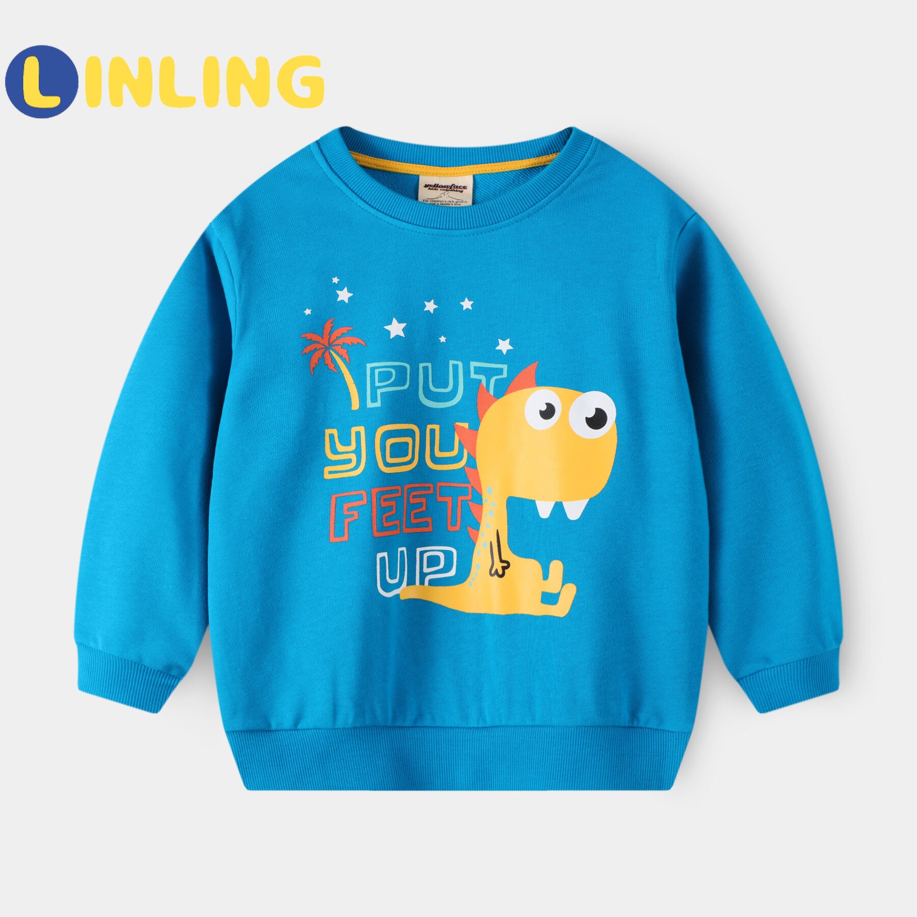 LINLING Boys Fashion T shirt Soft Baby primavera autunno manica lunga bambini cotone Cartoon stampa Cartoon Planet 2-8 anni P625