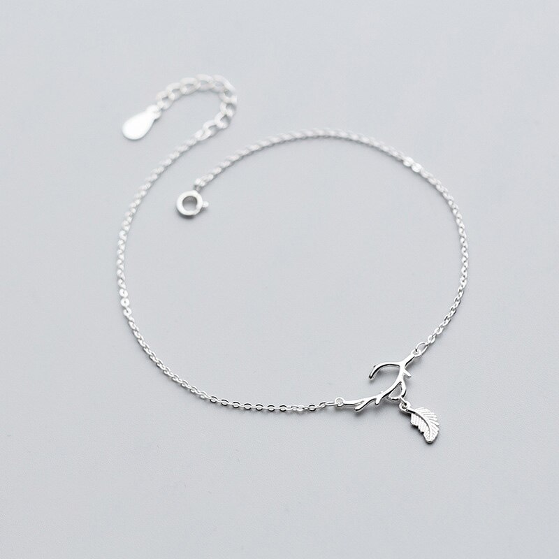 Blätter Fußkettchen für Frauen 925 Sterling Silber Boho fuß schmuck Hohl Blätter Charme Armband Für Frauen Einfache Wilden Schmuck: silver