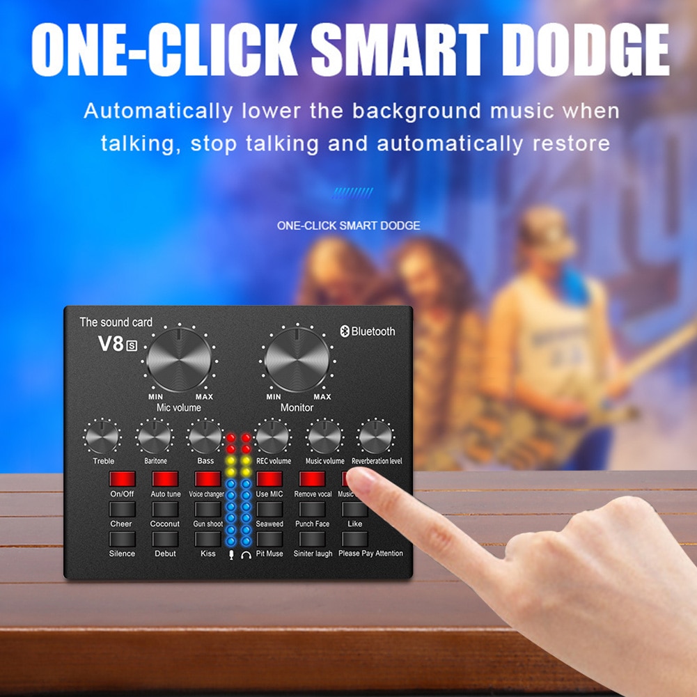 Meerdere Effecten Draadloze Bluetooth Home Party Verwijdering Vocal Live Geluidskaart Universele Computer Telefoon Voice Changer Mixer Board