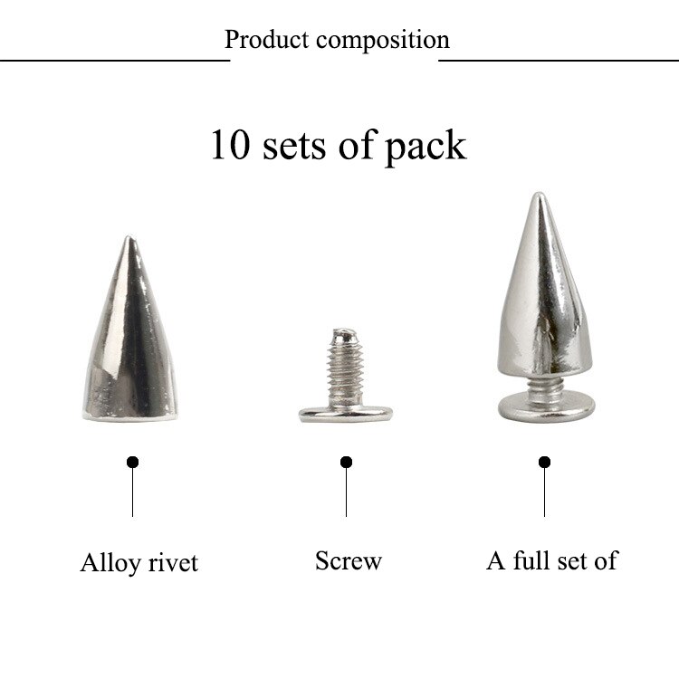 Legierung Überzug Metall Punk Scharf Sprengkopf Schraube Nieten Nieten Handwerk Leder Gürtel Armbinde Kopf Nieten Spikes Dekor Nagel Schnallen