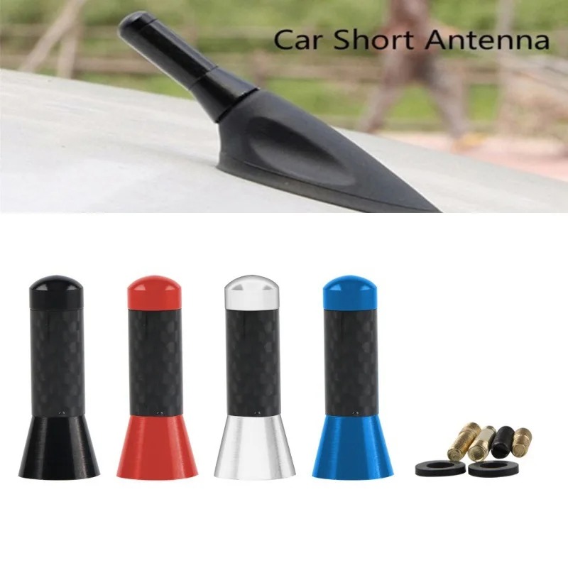 Antenne à mât court et trapu en métal à vis en Fiber de carbone, antenne de toit de style de voiture, Signal amélioré pour accessoires de voiture Benz