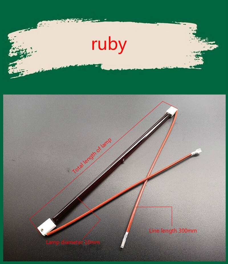 Elemento de aquecimento infravermelho, tubo de aquecimento de fibra de carbono, aquecedor infravermelho longo, usado para pintura, lâmpada de cura de rubi/dourado/branco