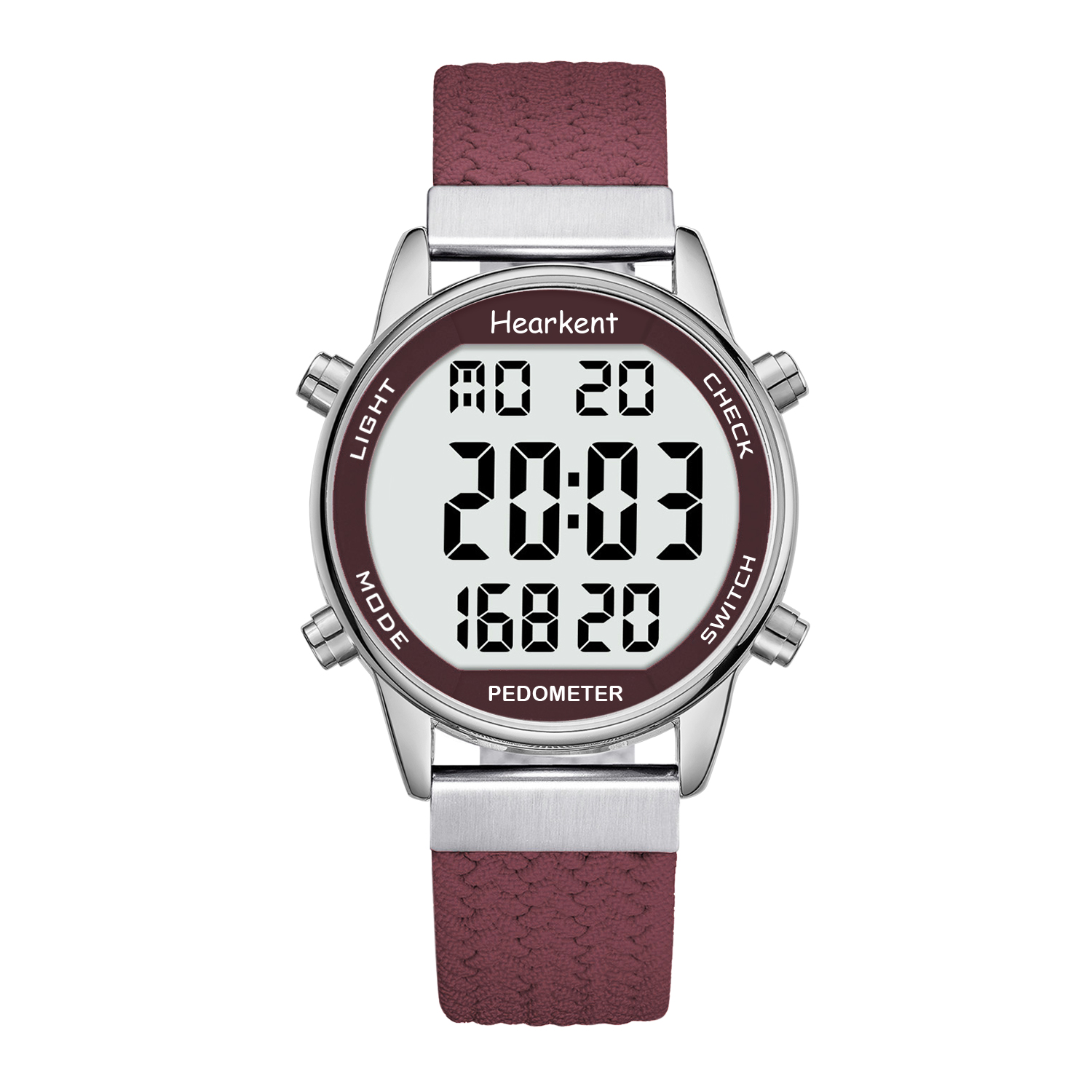 Hearkent stappenteller sporthorloges stappenteller horloge dames digitale horloges calorieën mijl stopwatch countdown voor wandeltracker: Rood