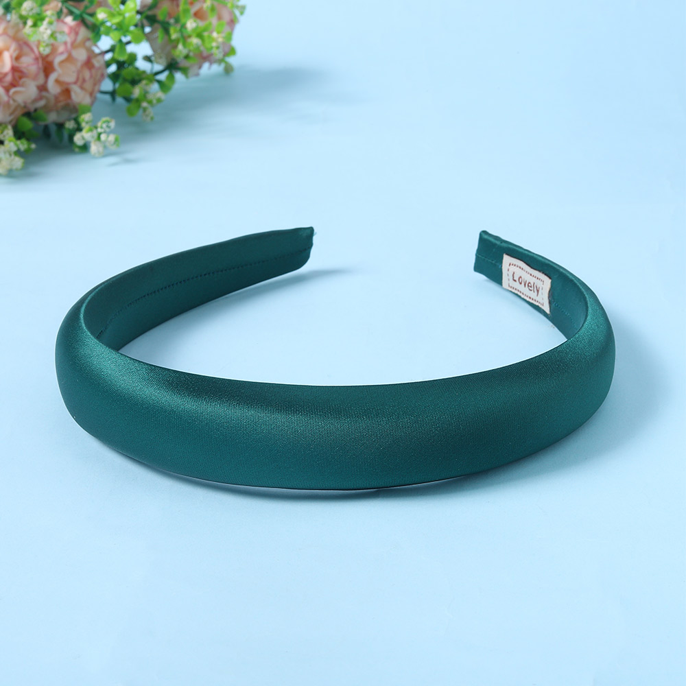 2.5cm Solid Color Plaid Hairband Wide Edge Satin Plaid Sponge Elastic Hair Bands for Women Bandeau Cheveux: WHITE