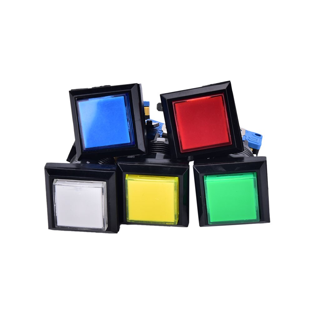 1 pièces carré jeu machine bouton poussoir arcade LED momentané illuminé bouton poussoir 5 couleurs