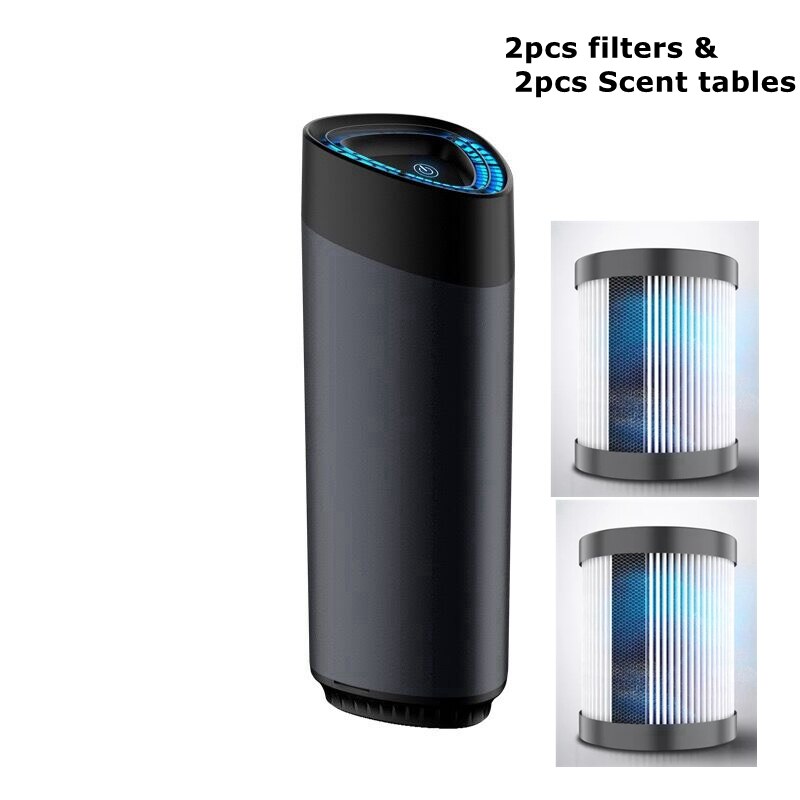Soodacho Car Air Purifiers Cleaner Negative Ion Hepa Filter Fresh Portable Mini USB Aluminium Alloy Auto Air Purifier For Car: With Extra 2 Filters