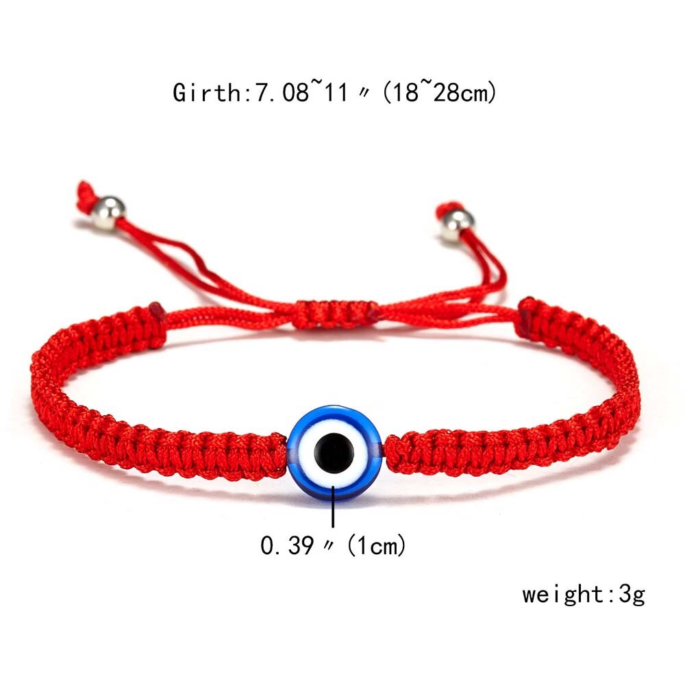 Pulseras de hilo rojo trenzado para hombre y mujer, abalorios de ojo malvado turco, cadena roja de la suerte, de joyería, 1 ud.: A