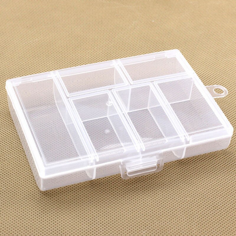 1PC Portable Plastic 6 Compartment Storage Container Boxes Case Box Clear Transparent