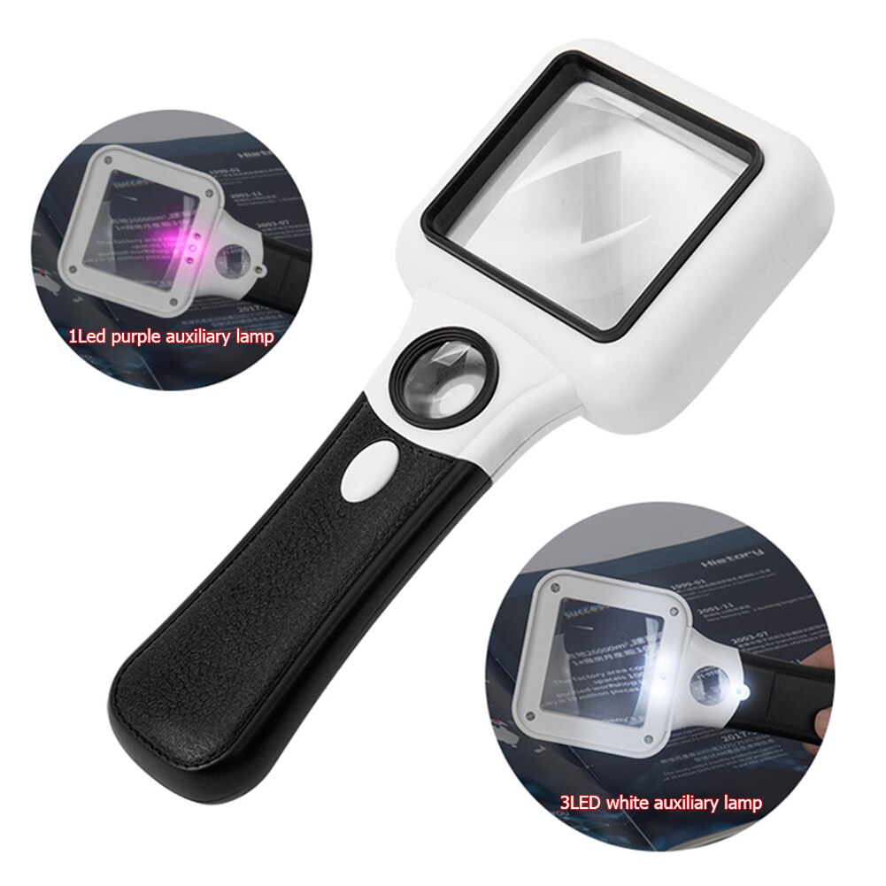 Handheld 5X 45X Illuminated Magnifier Microscope Magnifying Glass Aid Reading for Seniors loupe Jewelry Repair Tool With 3 LED