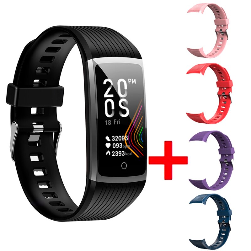 Smart Bracelet Men Women Fitness Tracker band 4 Heart Rate Blood Pressure Pedometer Wristband Watch For XiaoMi Honor IOS Phone: Black 4 Colors Strap