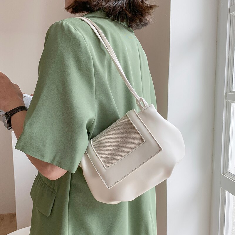 Einfache Feste Farbe Kleine PU Leder Klappe Umhängetaschen für Frauen Sommer modisch gebrandmarkt Damen Schulter Handtaschen