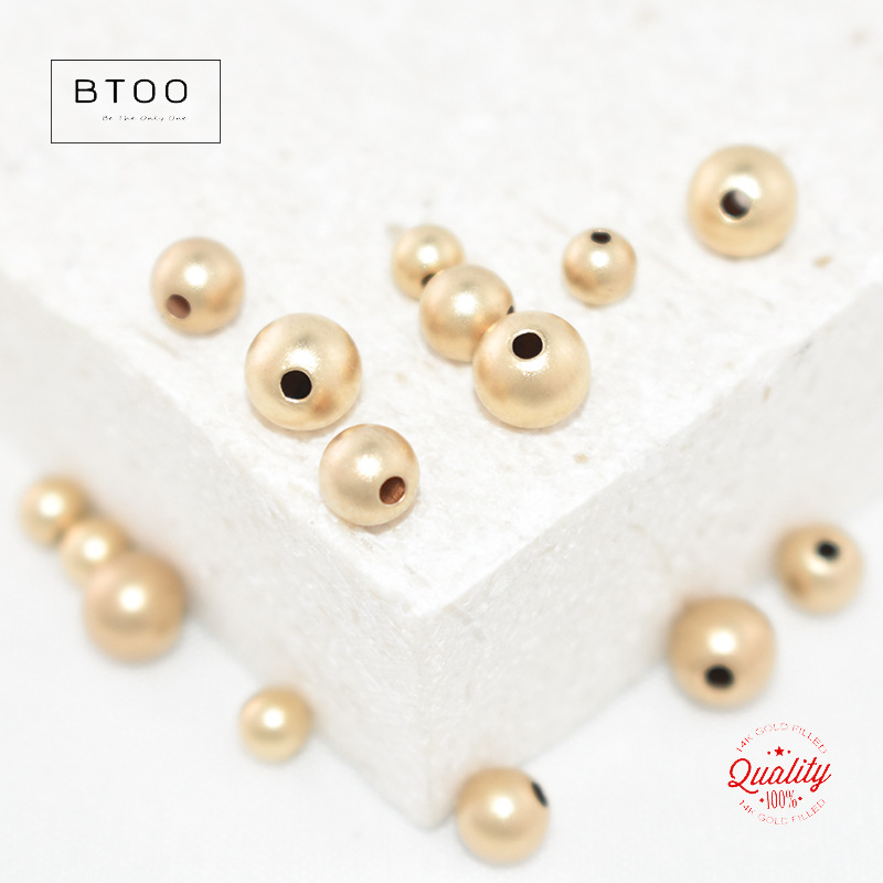 Cuentas redondas mate rellenas de oro de 14K para fabricación de joyas, cuentas sin costuras hechas a mano, accesorios DIY, accesorios de joyería resistentes al deslustre